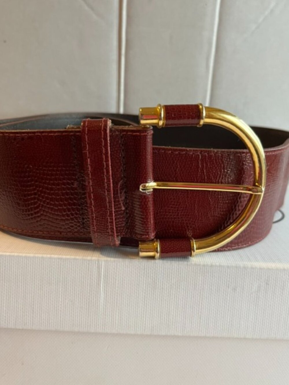 Emmanuel vintage burgundy leather belt.